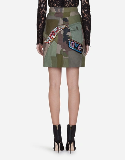 Shop Dolce & Gabbana Patchwork Skirt In Green