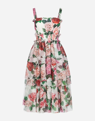 Shop Dolce & Gabbana Printed Silk Dress In Floral Print