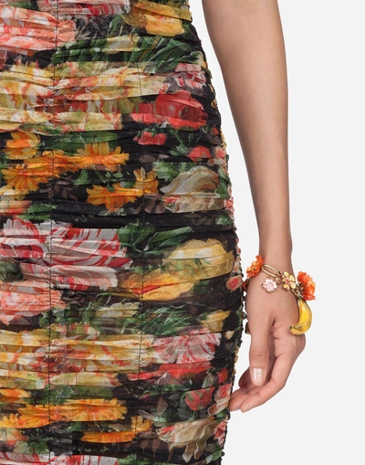 Shop Dolce & Gabbana Printed Tulle Dress In Floral Print