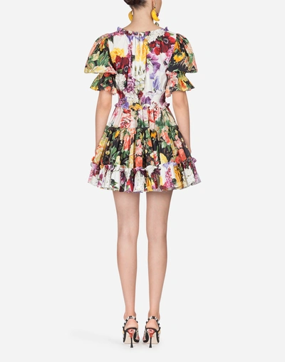 Shop Dolce & Gabbana Printed Cotton Dress In Floral Print