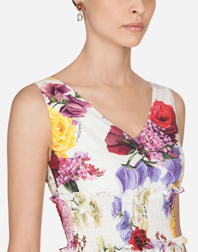 Shop Dolce & Gabbana Printed Cotton Dress In Floral Print