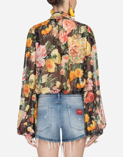 Shop Dolce & Gabbana Blouse In Printed Silk In Floral Print