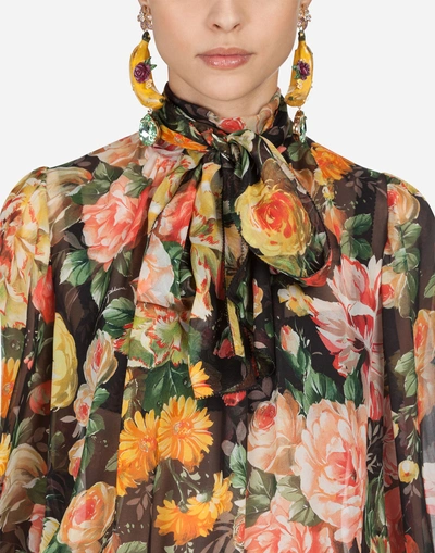 Shop Dolce & Gabbana Blouse In Printed Silk In Floral Print