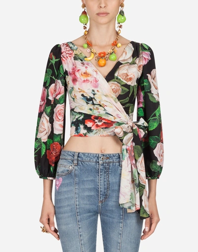 Shop Dolce & Gabbana Blouse In Printed Silk In Floral Print