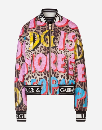 Shop Dolce & Gabbana Pop Leopard-print Nylon Jacket In Leopard Print