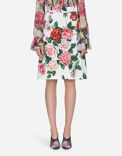 Shop Dolce & Gabbana Skirt In Printed Brocade In Floral Print