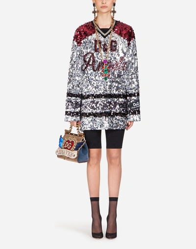 Shop Dolce & Gabbana Sweatshirt With Sequins In Multi-colored