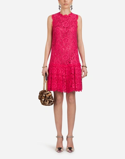 Shop Dolce & Gabbana Lace Dress In Purple