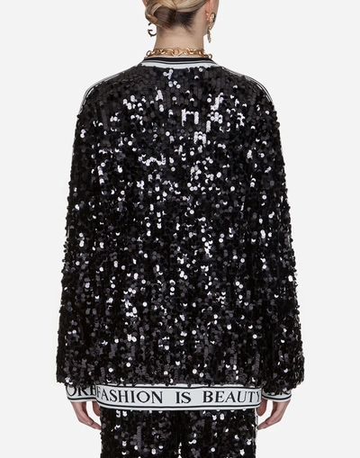 Shop Dolce & Gabbana Crew-neck Sweatshirt With Sequins In Black