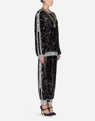 Shop Dolce & Gabbana Crew-neck Sweatshirt With Sequins In Black