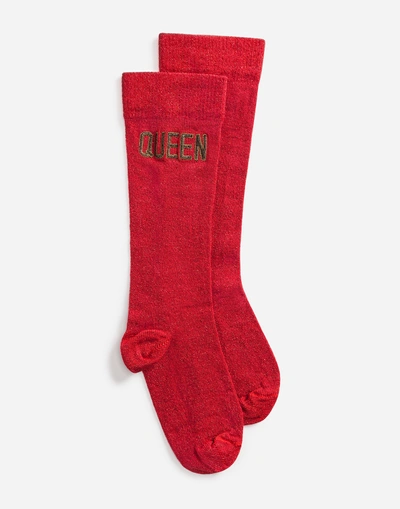 Shop Dolce & Gabbana Lurex Socks In Red