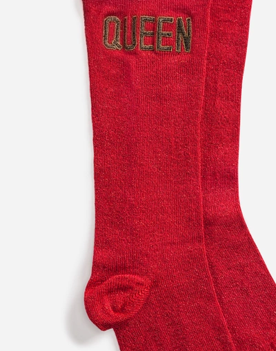 Shop Dolce & Gabbana Lurex Socks In Red
