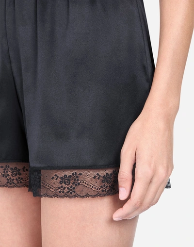 Shop Dolce & Gabbana Lingerie Shorts In Satin And Lace In Black