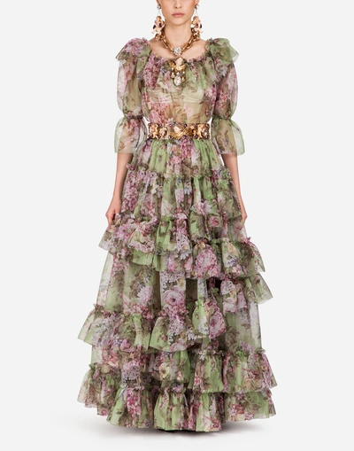 Shop Dolce & Gabbana Organza Dress In Multi-colored