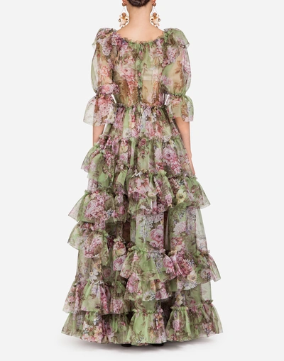 Shop Dolce & Gabbana Organza Dress In Multi-colored
