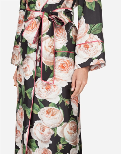 Shop Dolce & Gabbana Printed Silk Robe In Floral Print