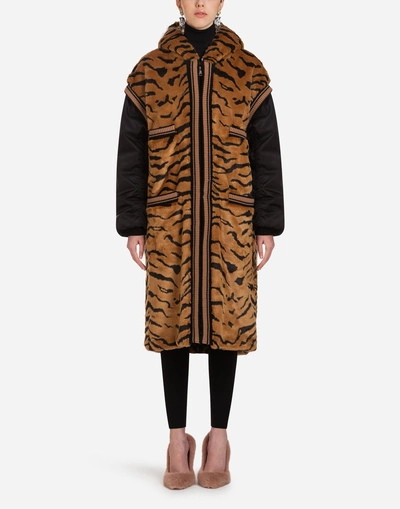 Shop Dolce & Gabbana Faux Fur Coat In Multi-colored