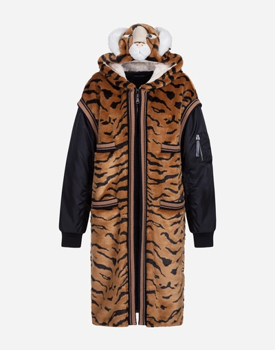Shop Dolce & Gabbana Faux Fur Coat In Multi-colored