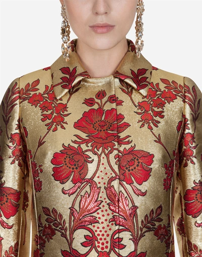 Shop Dolce & Gabbana Lurex Jacquard Coat In Multi-colored