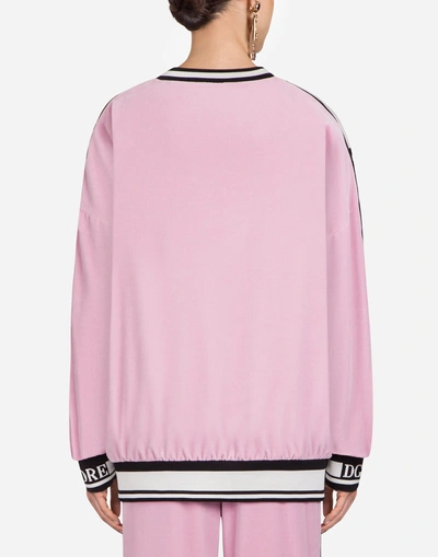Shop Dolce & Gabbana Cotton Sweatshirt With Embroidery In Pink