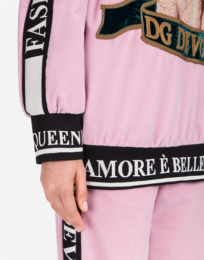 Shop Dolce & Gabbana Cotton Sweatshirt With Embroidery In Pink