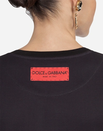 Shop Dolce & Gabbana Printed Cotton T-shirt In Black