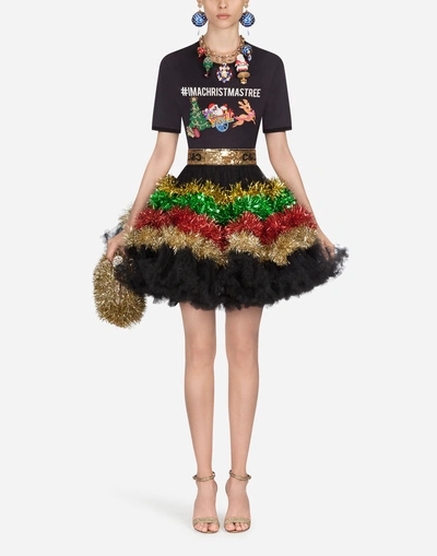 Shop Dolce & Gabbana Printed Cotton T-shirt In Black