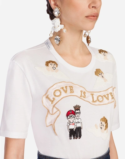 Shop Dolce & Gabbana Printed Cotton T-shirt In White