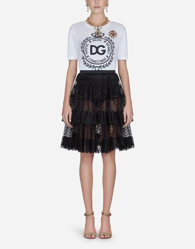 Shop Dolce & Gabbana Cotton T-shirt With Embroidery In White