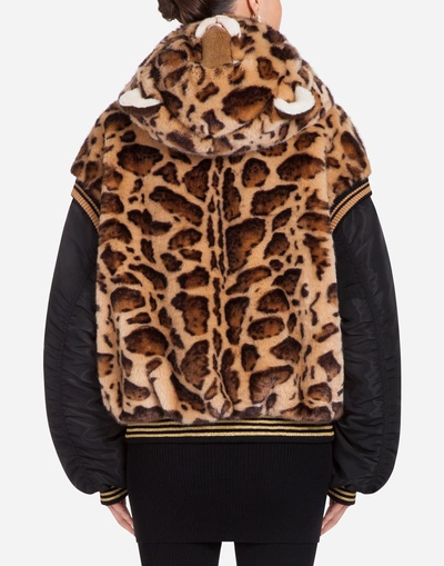 Shop Dolce & Gabbana Faux Fur Jacket In Multi-colored