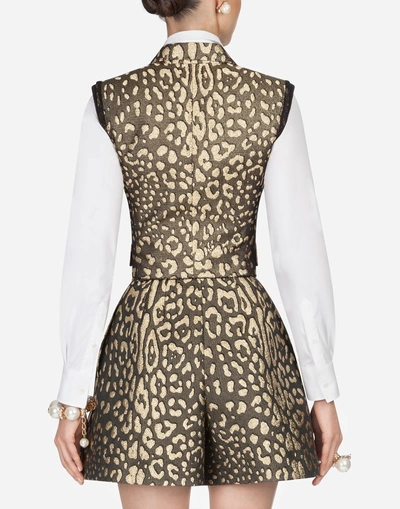 Shop Dolce & Gabbana Blazer-style Vest In Jacquard In Multi-colored