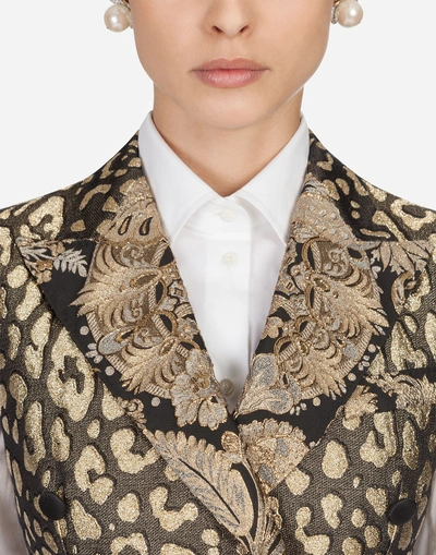 Shop Dolce & Gabbana Blazer-style Vest In Jacquard In Multi-colored