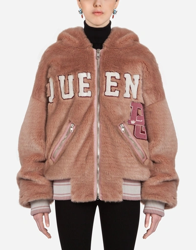 Shop Dolce & Gabbana Faux Fur Jacket In Pink