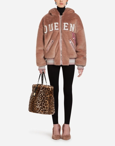 Shop Dolce & Gabbana Faux Fur Jacket In Pink