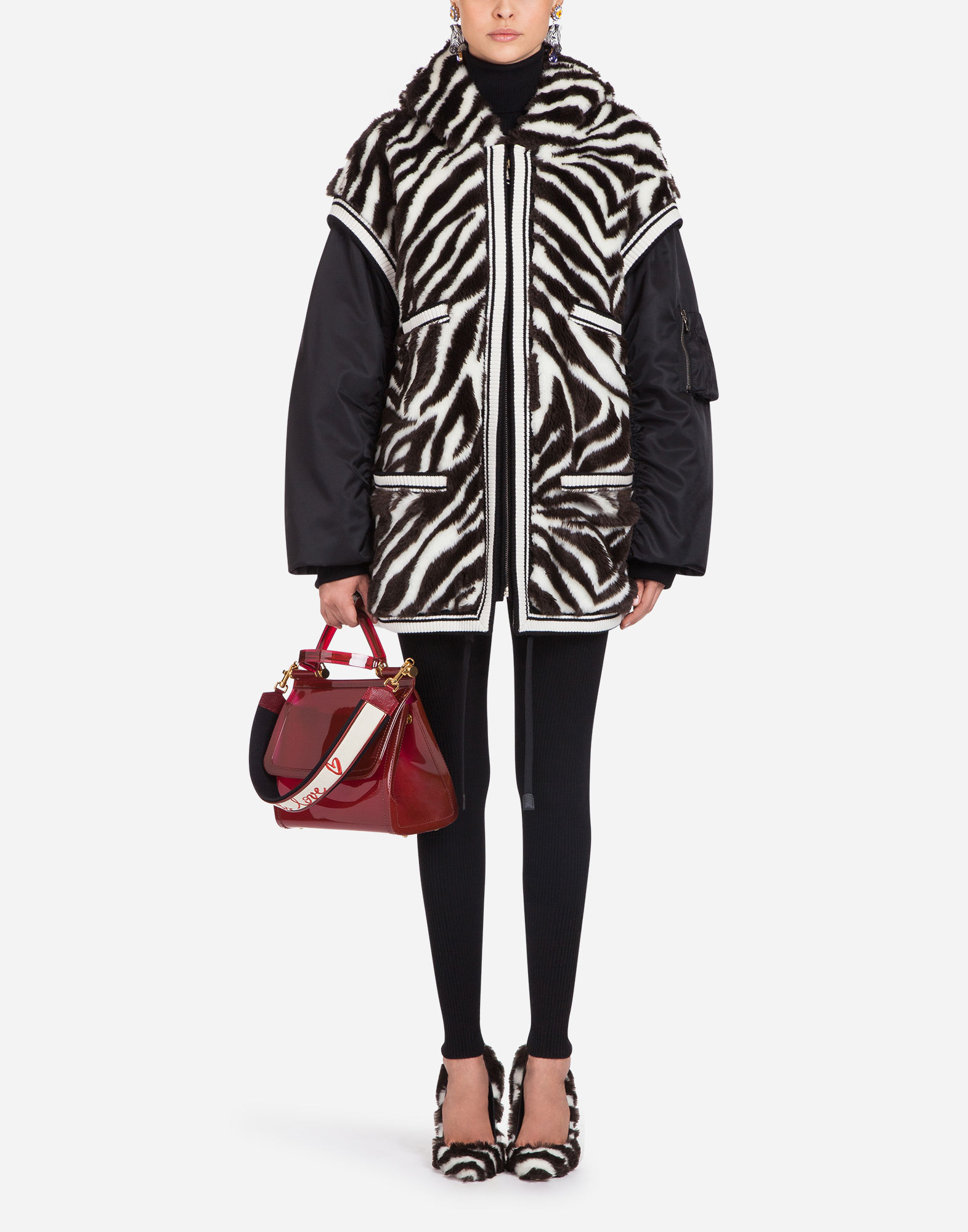 Dolce & Gabbana Faux Fur Jacket In Multi-colored | ModeSens