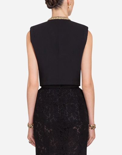 Shop Dolce & Gabbana Wool And Silk Vest In Black