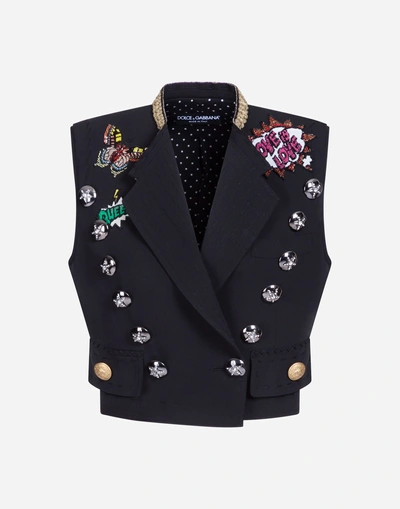 Shop Dolce & Gabbana Wool And Silk Vest In Black