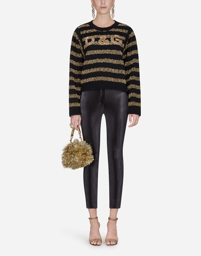 Shop Dolce & Gabbana Embroidered Sweater In Cashmere And Lurex In Multi-colored