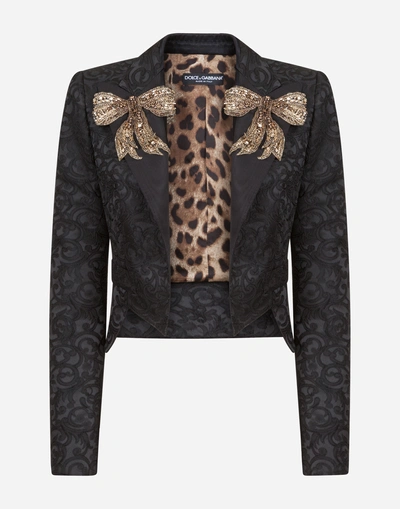 Shop Dolce & Gabbana Jacquard Blazer In Black