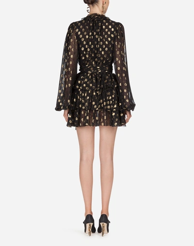 Shop Dolce & Gabbana Short Dress In Silk Chiffon In Black