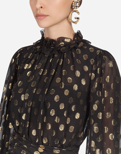 Shop Dolce & Gabbana Short Dress In Silk Chiffon In Black