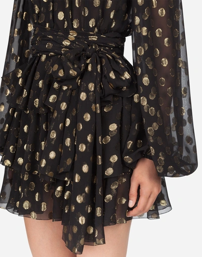 Shop Dolce & Gabbana Short Dress In Silk Chiffon In Black