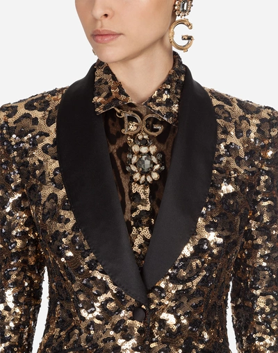 Shop Dolce & Gabbana Sequined Tuxedo Jacket In Multi-colored