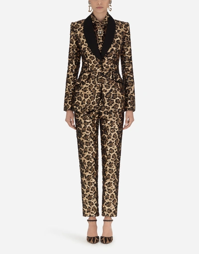 Shop Dolce & Gabbana Sequined Tuxedo Jacket In Multi-colored