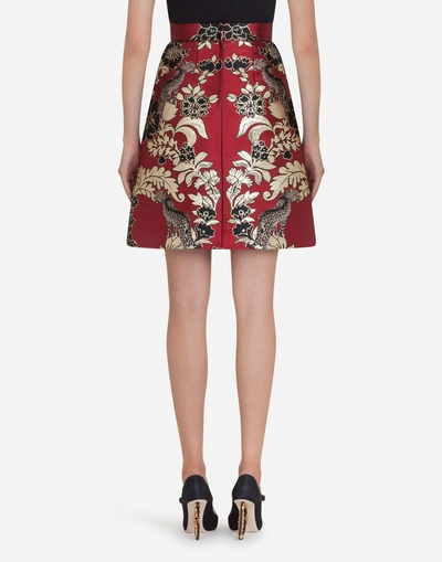 Shop Dolce & Gabbana Skirt In Jacquard Lurex In Red