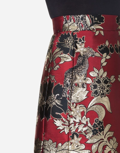 Shop Dolce & Gabbana Skirt In Jacquard Lurex In Red