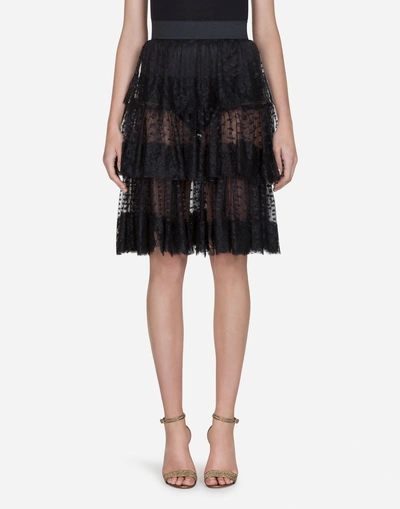 Shop Dolce & Gabbana Flounce Skirt In Tulle In Black