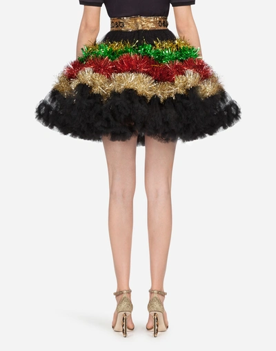 Shop Dolce & Gabbana Flounce Skirt In Tulle In Black