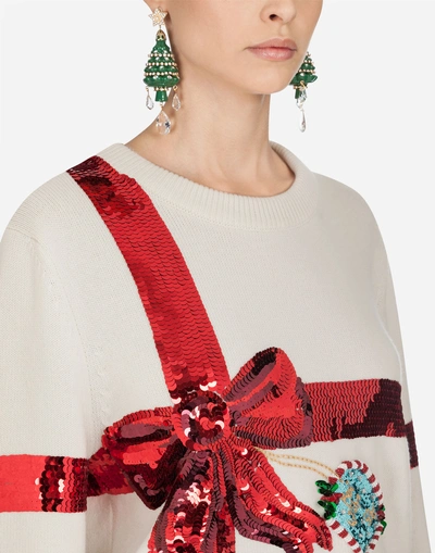 Shop Dolce & Gabbana Cashmere Sweater With Embroidery In Multi-colored