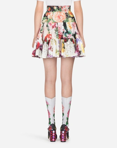 Shop Dolce & Gabbana Printed Cotton Skirt In Floral Print